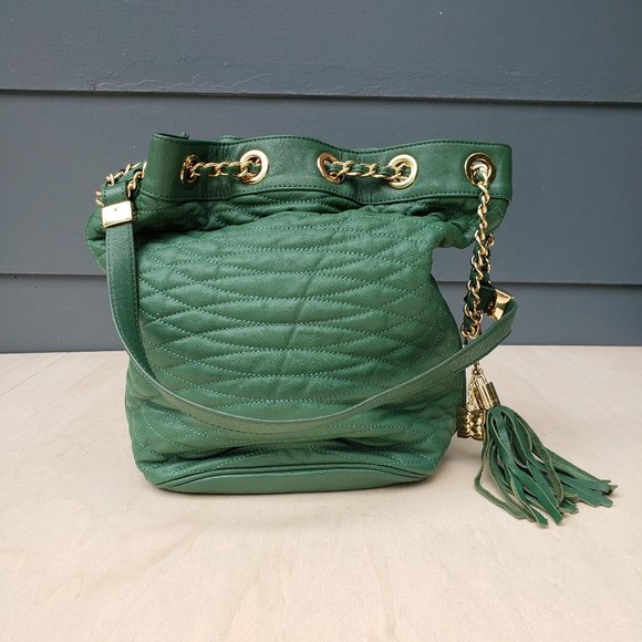 BCBGMaxAzria Handbags - BCBGMaxAzria Women's Audrey Leather Bucket Bag - Green
